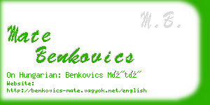 mate benkovics business card